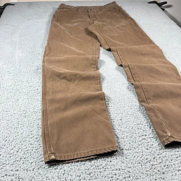 Dickies Carpenter Work Pants Size 35x36 Khaki Utility Jeans Relaxed Fit - Picture 2 of 11